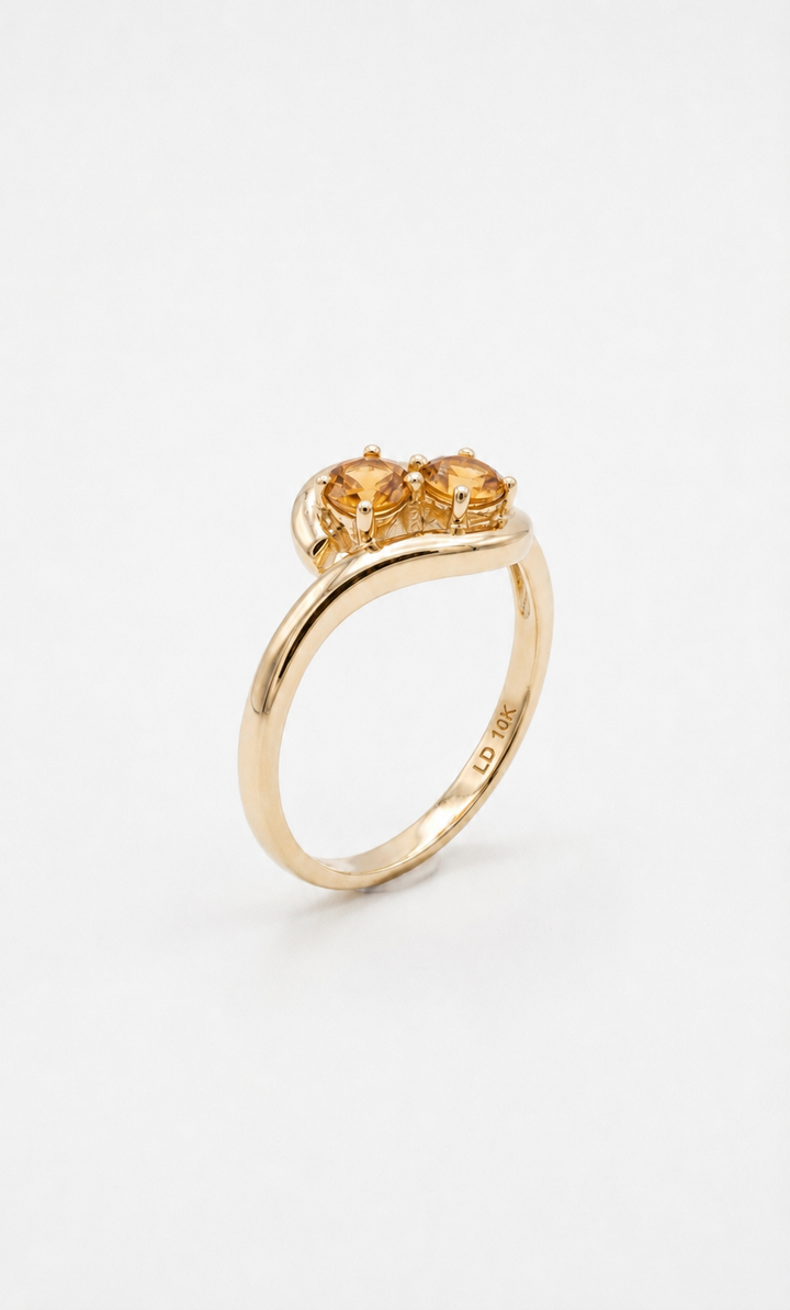 Stretch & Sword — Orange Sapphire Two-Stone Ring