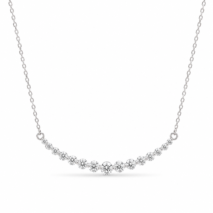 2.2ctw Lab Diamond Graduated Curved Bar Pendant Necklace