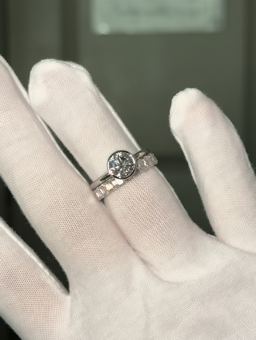 3.36ctw Half Oval & Half Emerald Diamond Eternity Band Ring in White Gold (4mm)