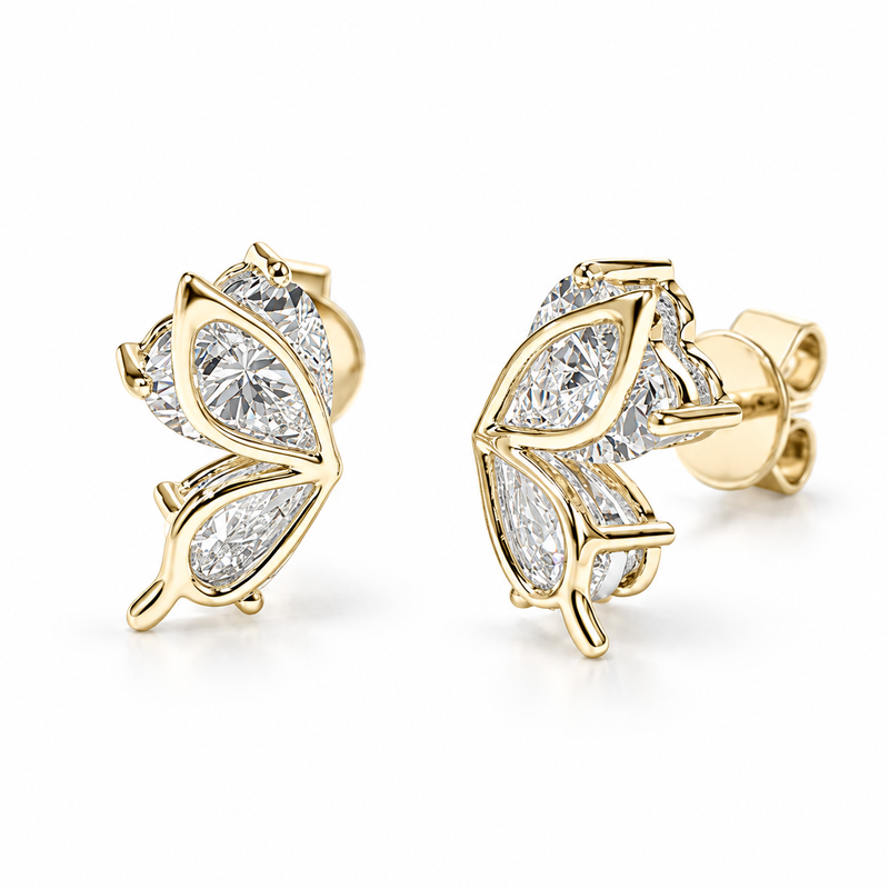 Half-Butterfly Wing Lab Diamond Earrings — 1.20ctw