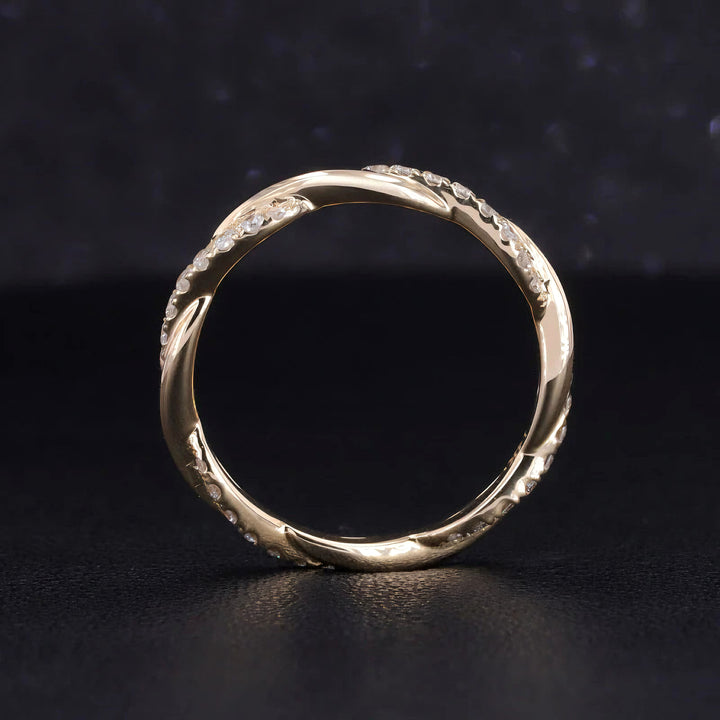 1.3mm Diamond Twist Wedding Band in 14K/18K Yellow Gold (0.20ctw)