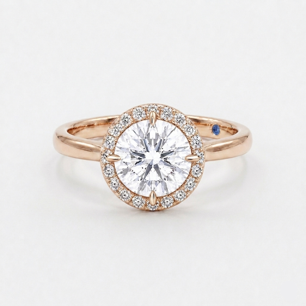 1.00ct Round Diamond Solitaire Ring with Floating Diamond Halo