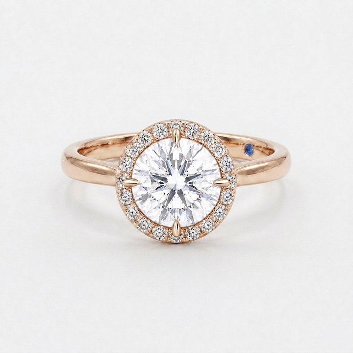 1.00ct Round Diamond Solitaire Ring with Floating Diamond Halo