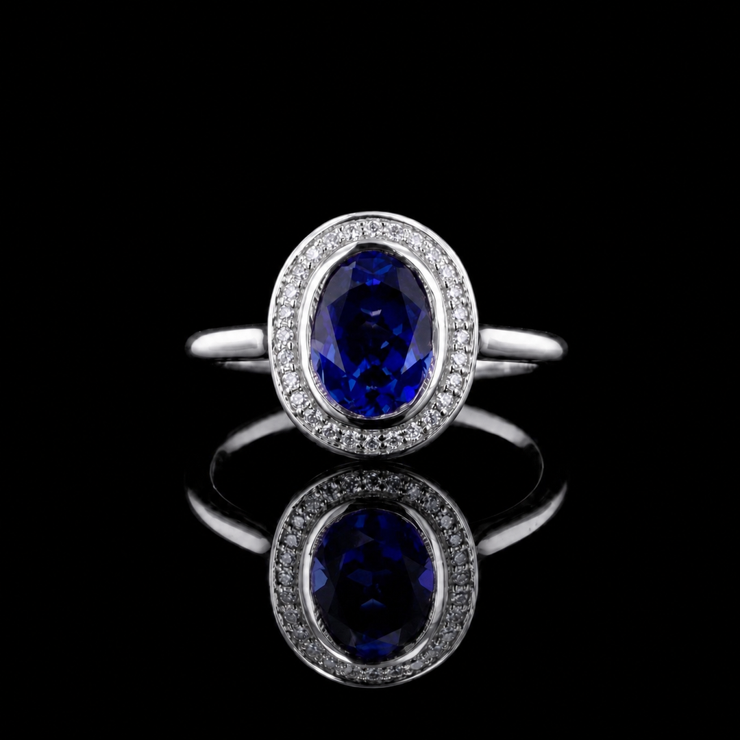 The Celine — Vintage Sapphire Halo Ring