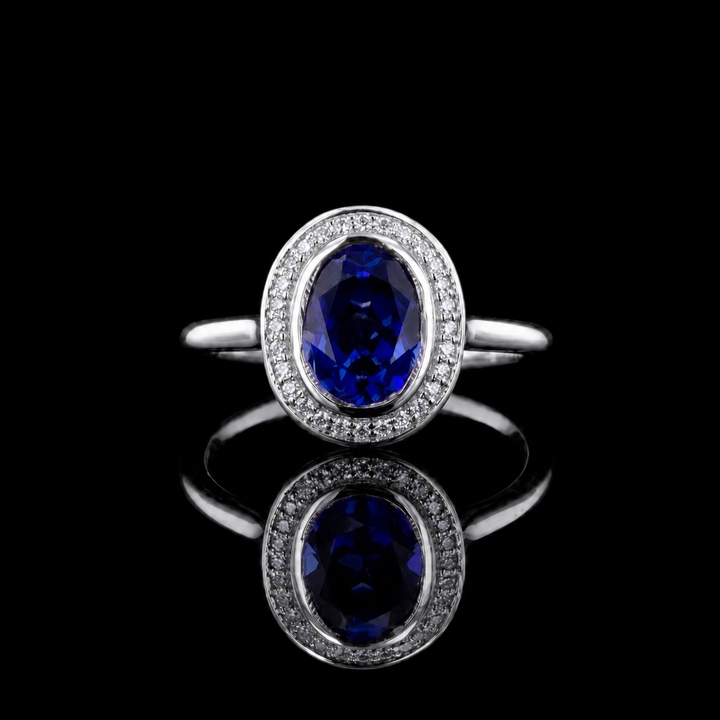 The Celine — Vintage Sapphire Halo Ring