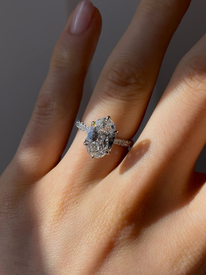 3.00ct Oval-Cut Lab-Grown Diamond Ring, "The Lotus Lace Bold"