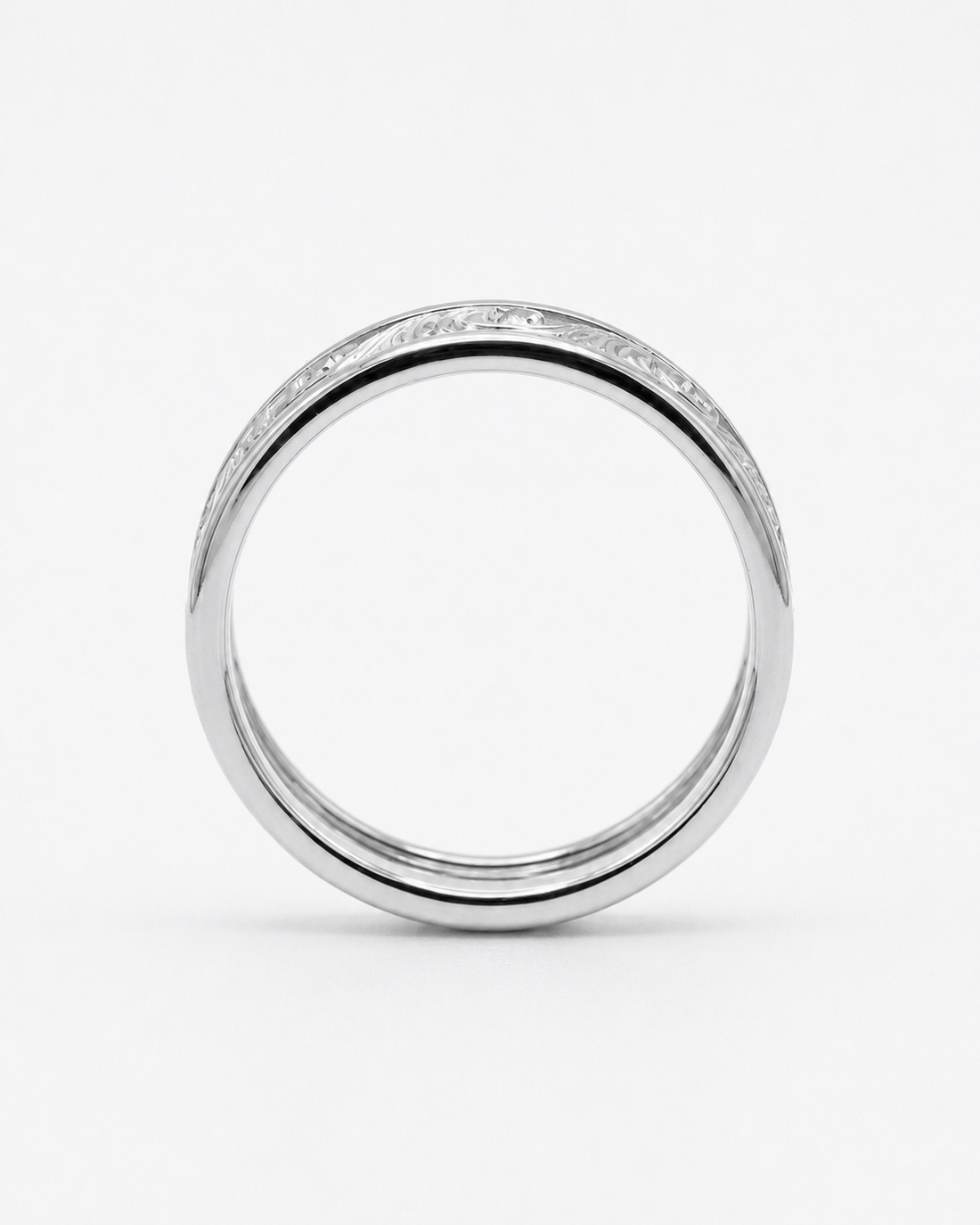 The Kanagawa hand-carved ocean wave wedding band, 7mm, view 8