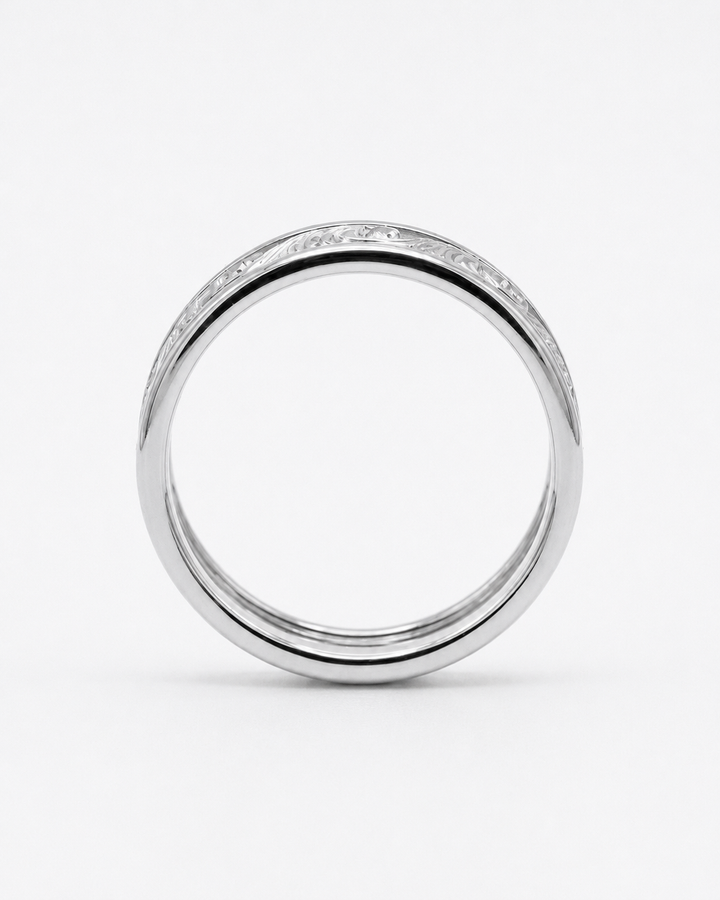 The Kanagawa — 7mm Ocean Wave Solid Gold Wedding Band