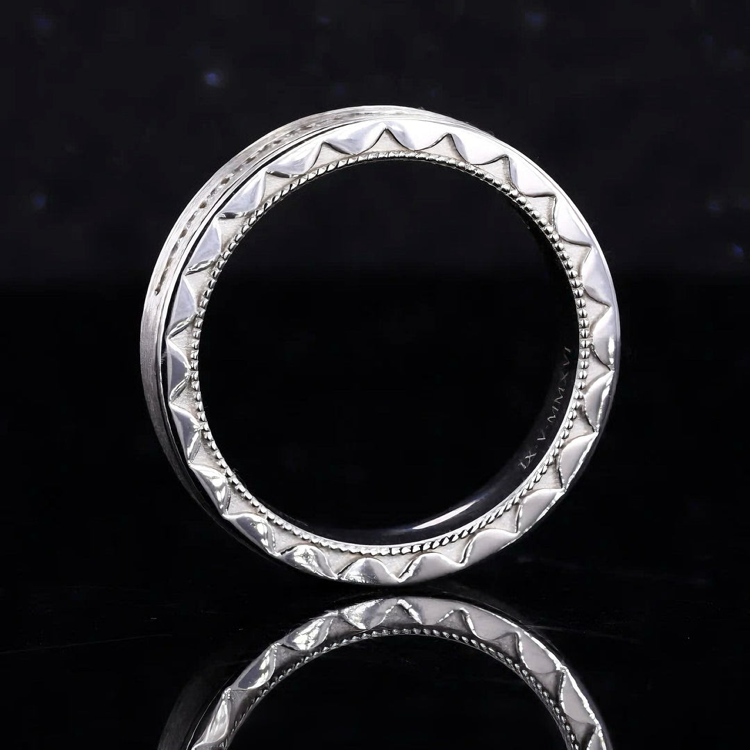 Brushed Gold Diamond Accent Band Ring in 14K/18K White Gold (3.5mm)
