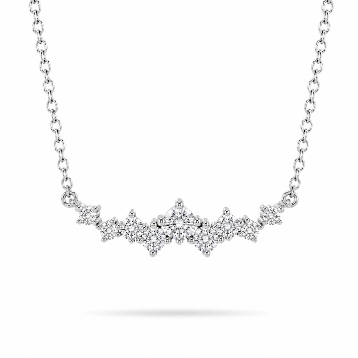 0.5ctw Lab Diamond Curved Cluster Pendant Necklace in 18K Solid White Gold