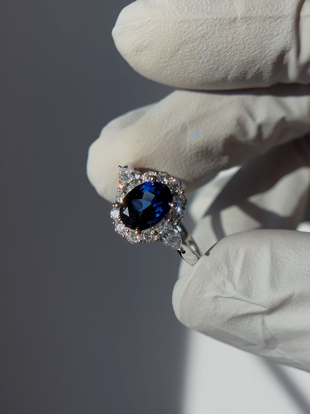 6x8mm, 1.75ct Oval Lab-Grown Blue Sapphire Ring, "The Modified Diana"