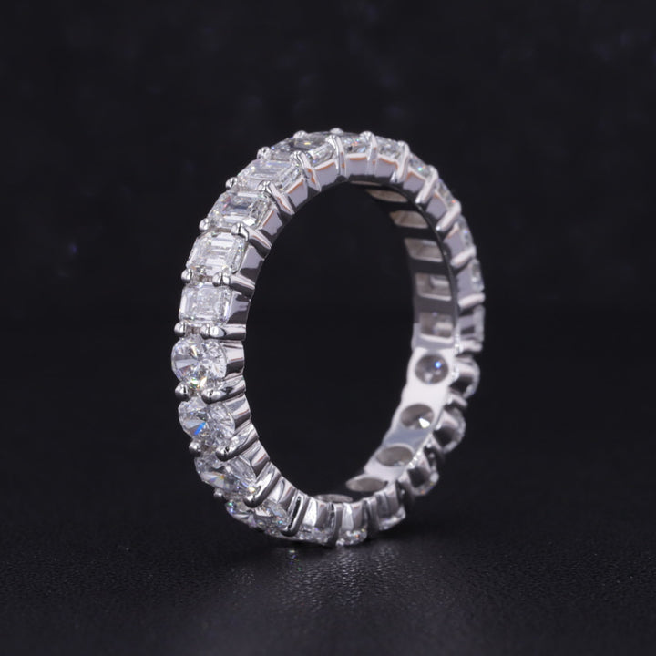 Half Oval & Half Emerald Lab-Grown Diamond Eternity Band Ring (3.36ctw) in White Gold