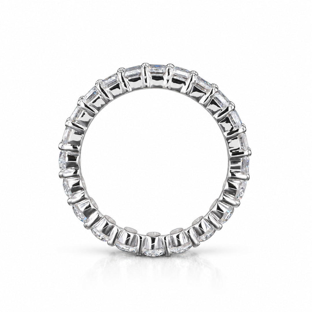 Half Oval & Half Emerald Diamond Eternity Band in 14K white gold, profile