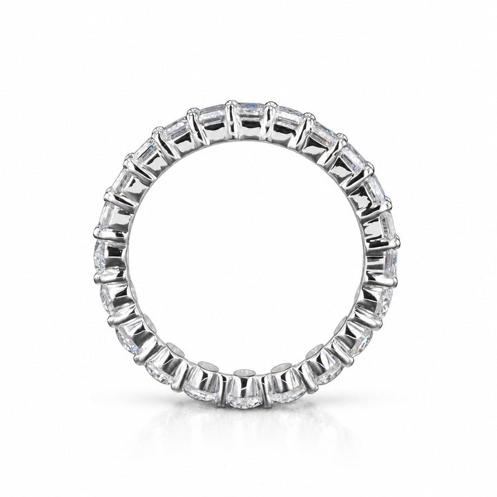 Half Oval & Half Emerald Diamond Eternity Band in 14K white gold, profile
