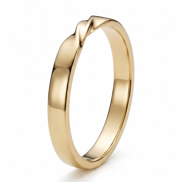 The Chevron Twist — 3mm Solid Gold Wedding Band