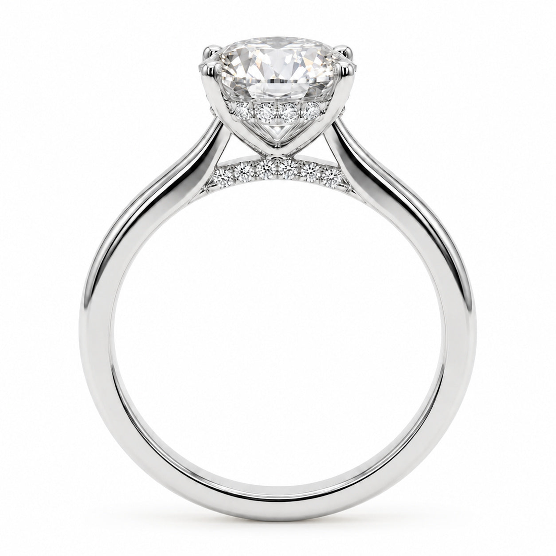 The Whisper Four oval lab diamond engagement ring, view 9
