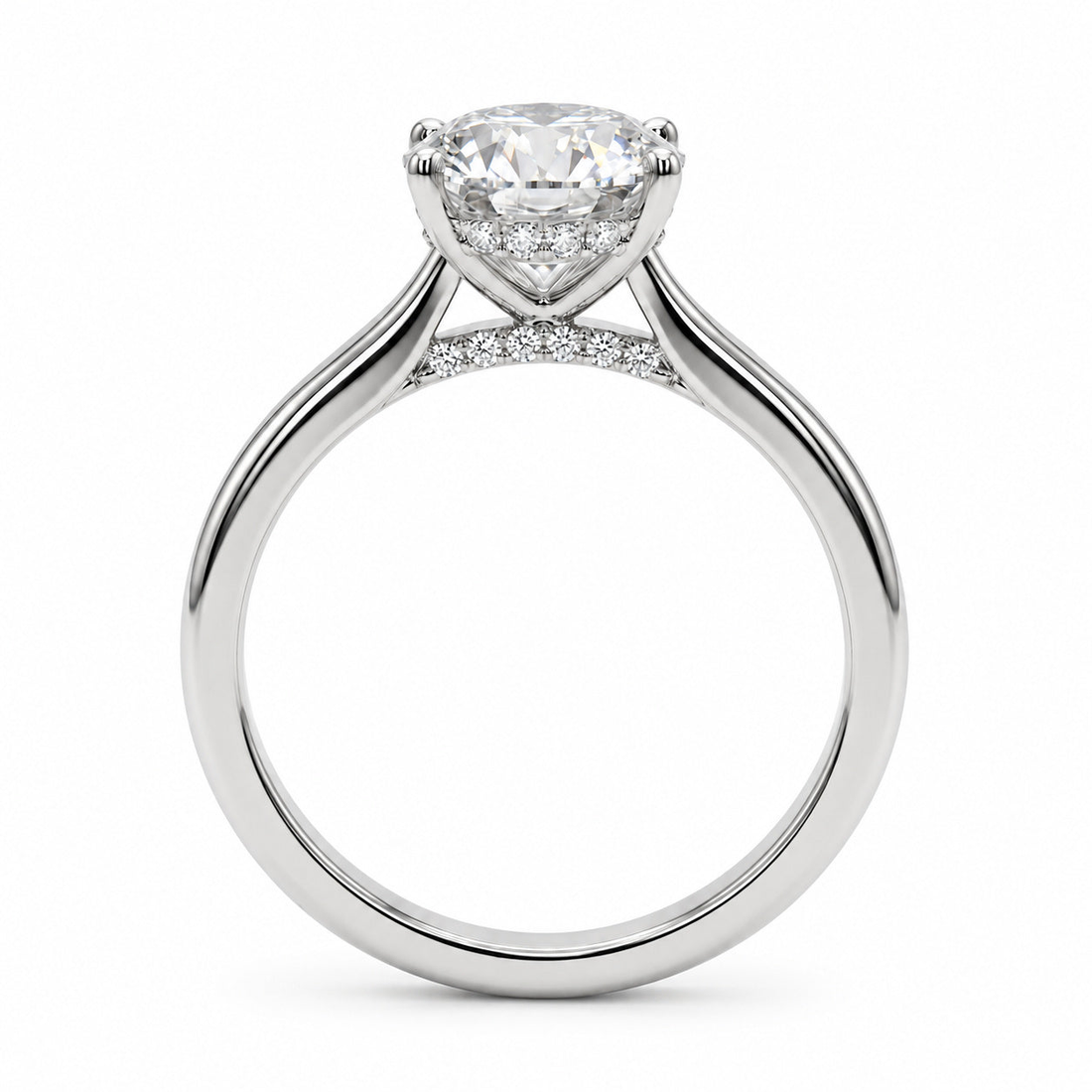 The Whisper Four oval lab diamond engagement ring, view 13