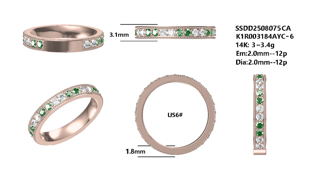 Remaining Balance - 14K Rose Gold Ring Set for Vivian
