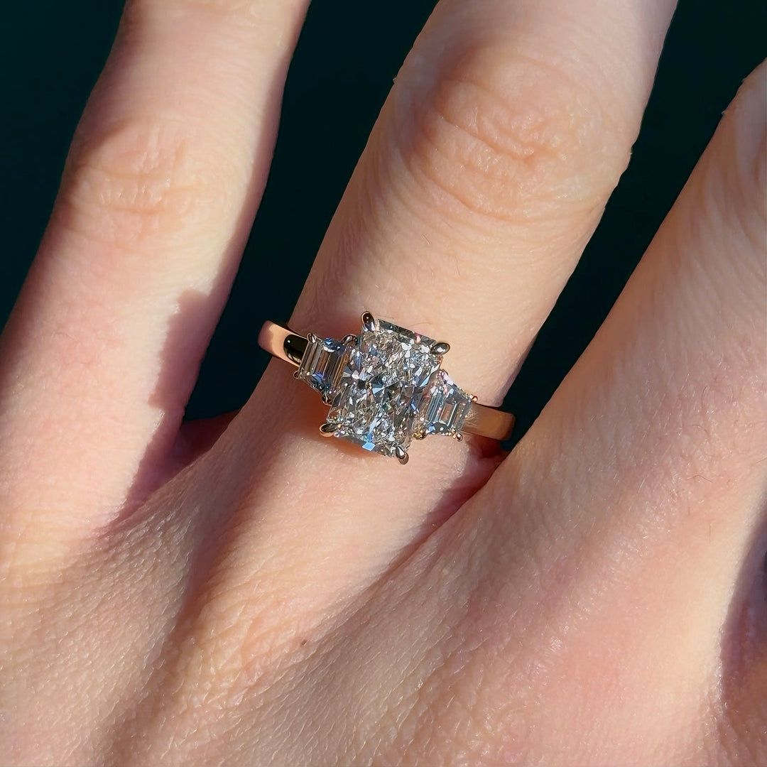 2.10ct Radiant Lab-Grown Diamond Three-Stone Ring, "The Frame"