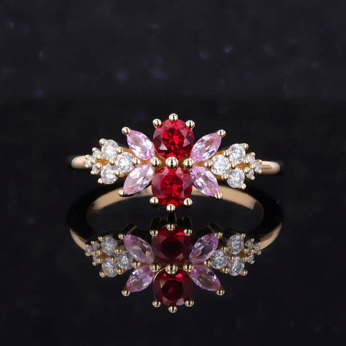 Roseraie lab ruby floral ring, view 3