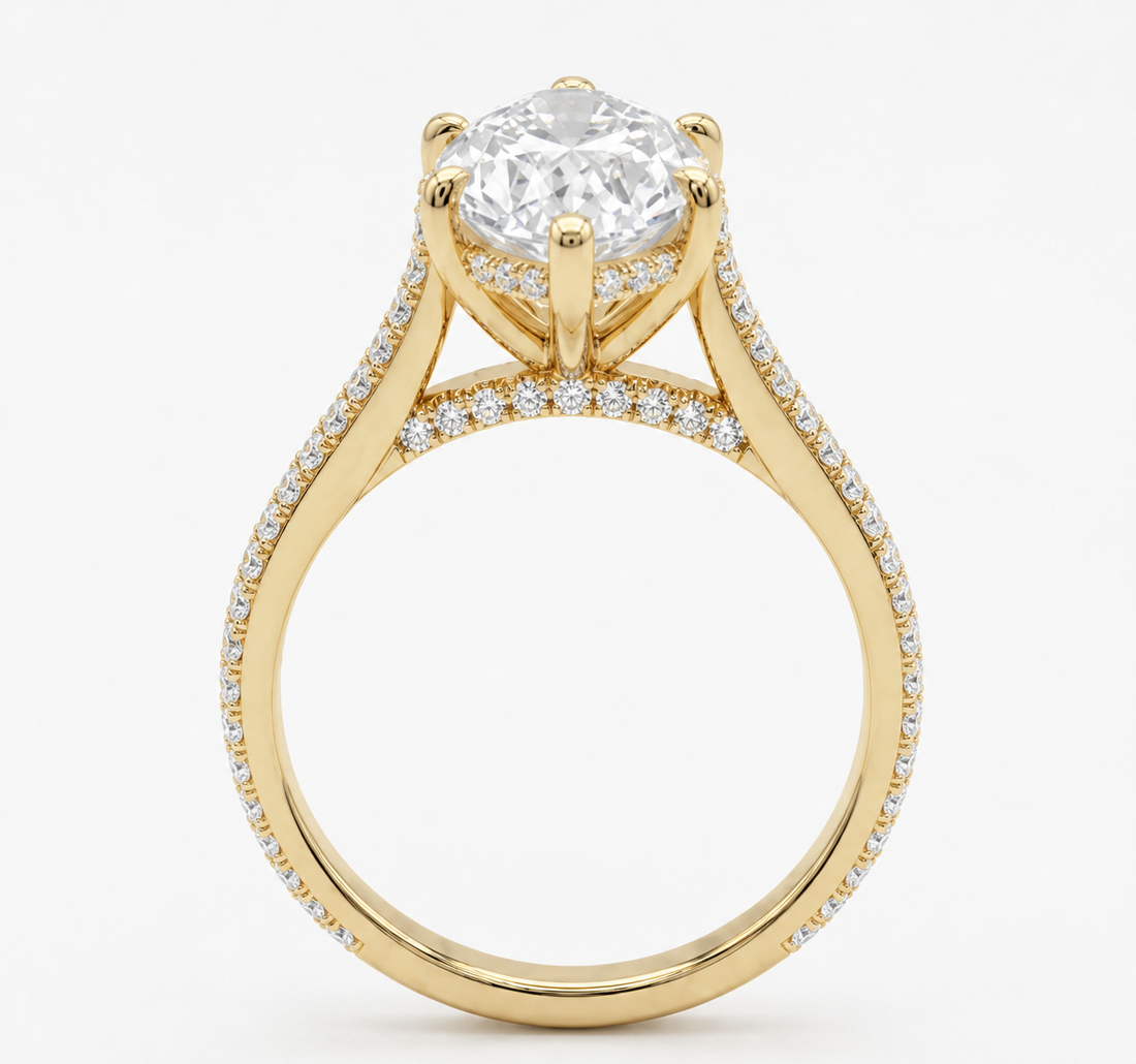 The Aurora Pavé marquise lab diamond engagement ring, view 2