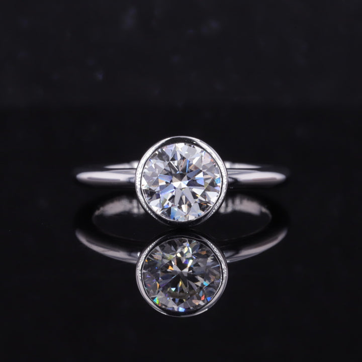2.00ct Round Lab-Grown Diamond Ring in Lotus Bezel Setting in White Gold