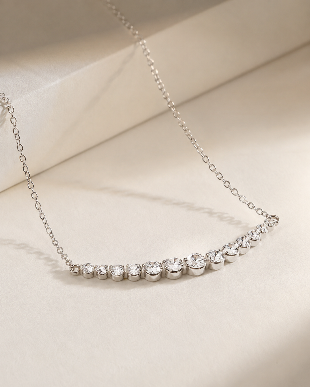 2.2ctw Lab Diamond Graduated Curved Bar Pendant Necklace
