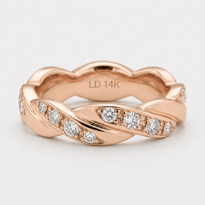The Vine Twist — 5mm Diamond Wedding Band