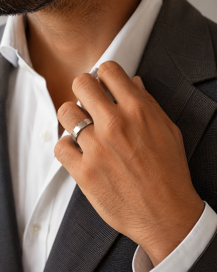 Brushed Beveled Wedding Band in Platinum (6mm)