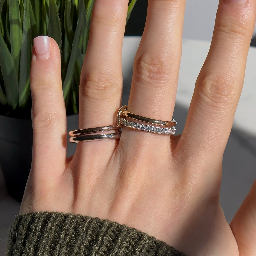 Quadruple Diamond Stacking/Modular Band Ring in 14K Gold