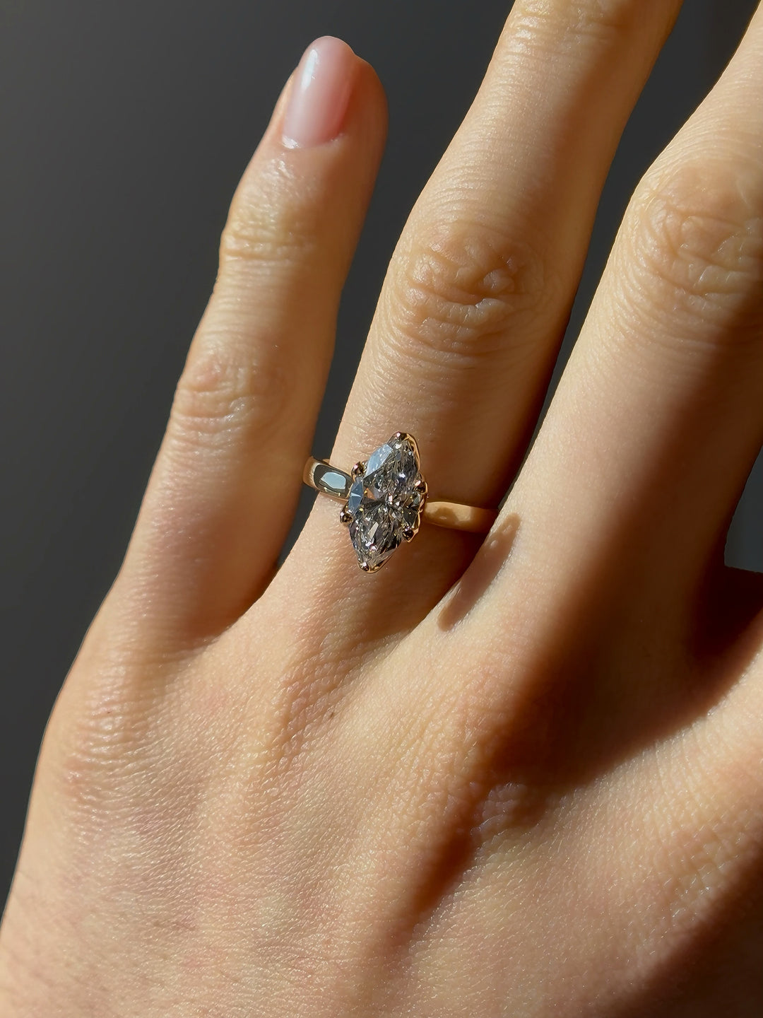 1.50ct Marquise Lab-Grown Diamond Solitaire Ring, "The Lotus"