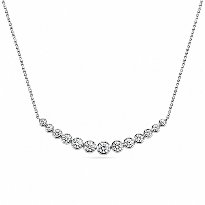 2.2ctw Lab Diamond Graduated Curved Bar Bezel-Set Pendant Necklace