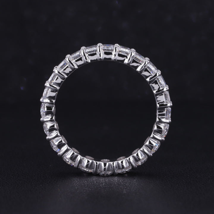 Half Oval & Half Emerald Lab-Grown Diamond Eternity Band Ring (3.36ctw) in White Gold