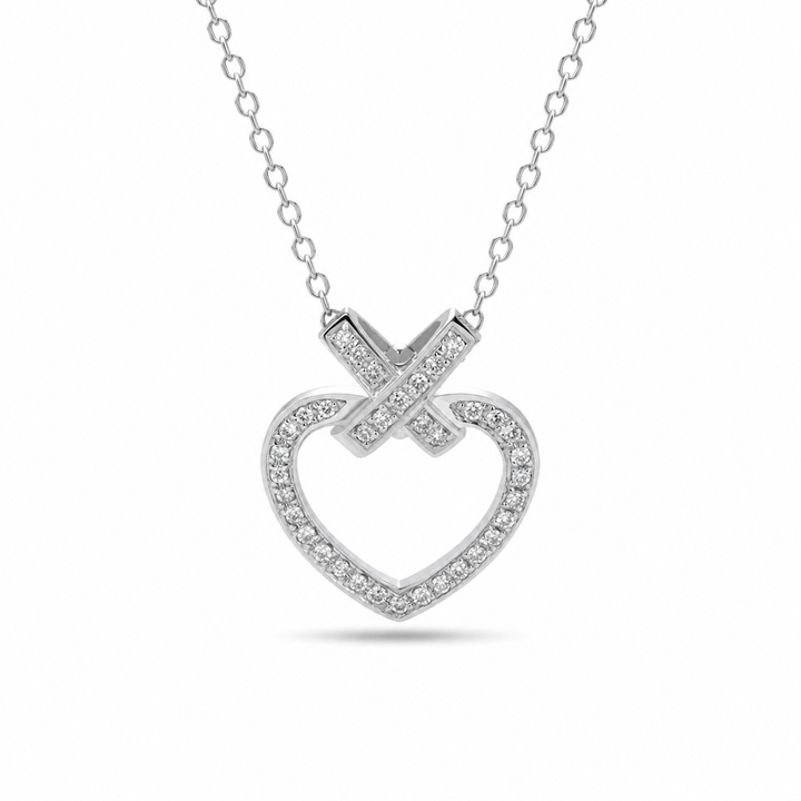 0.5ctw Lab Diamond Pavé-Heart Pendant Necklace 8mm