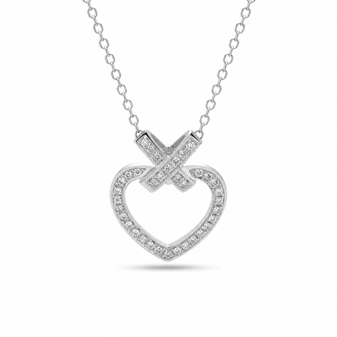 0.5ctw Lab Diamond Pavé-Heart Pendant Necklace 8mm