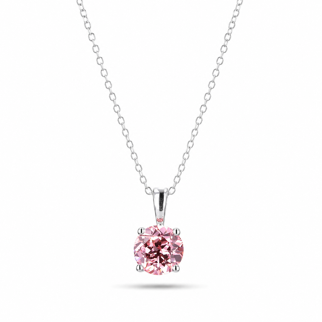 8mm, 2.50ct Round Lab-Grown Pink Sapphire Solitaire Pendant