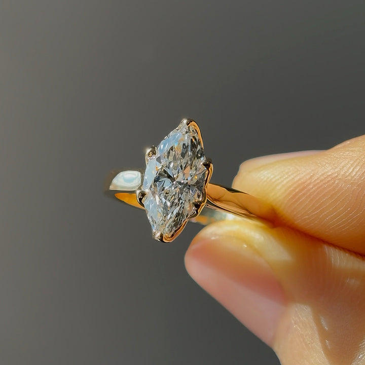 1.50ct Marquise Lab-Grown Diamond Solitaire Ring, "The Lotus"