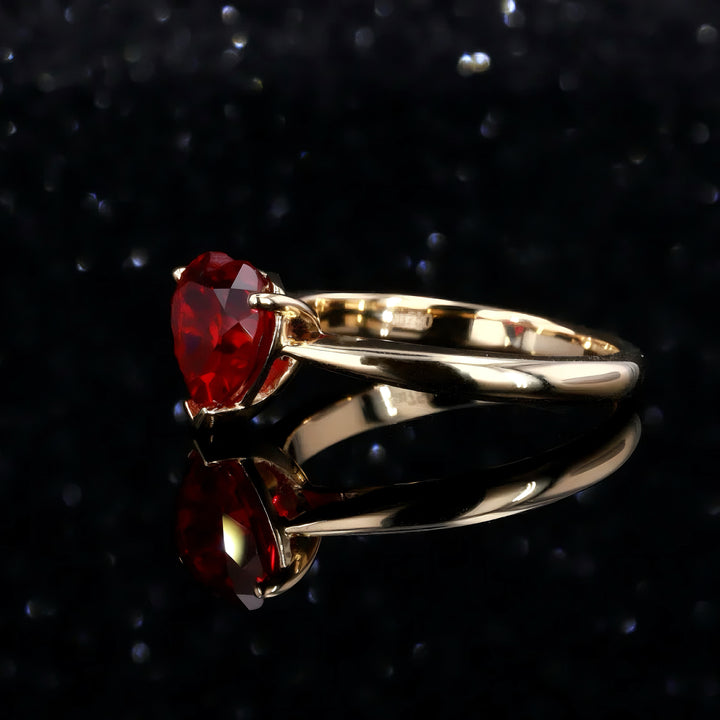 2.50ct Heart-Cut Red Ruby Ring in 14K Yellow or Rose Gold, “The Heart”