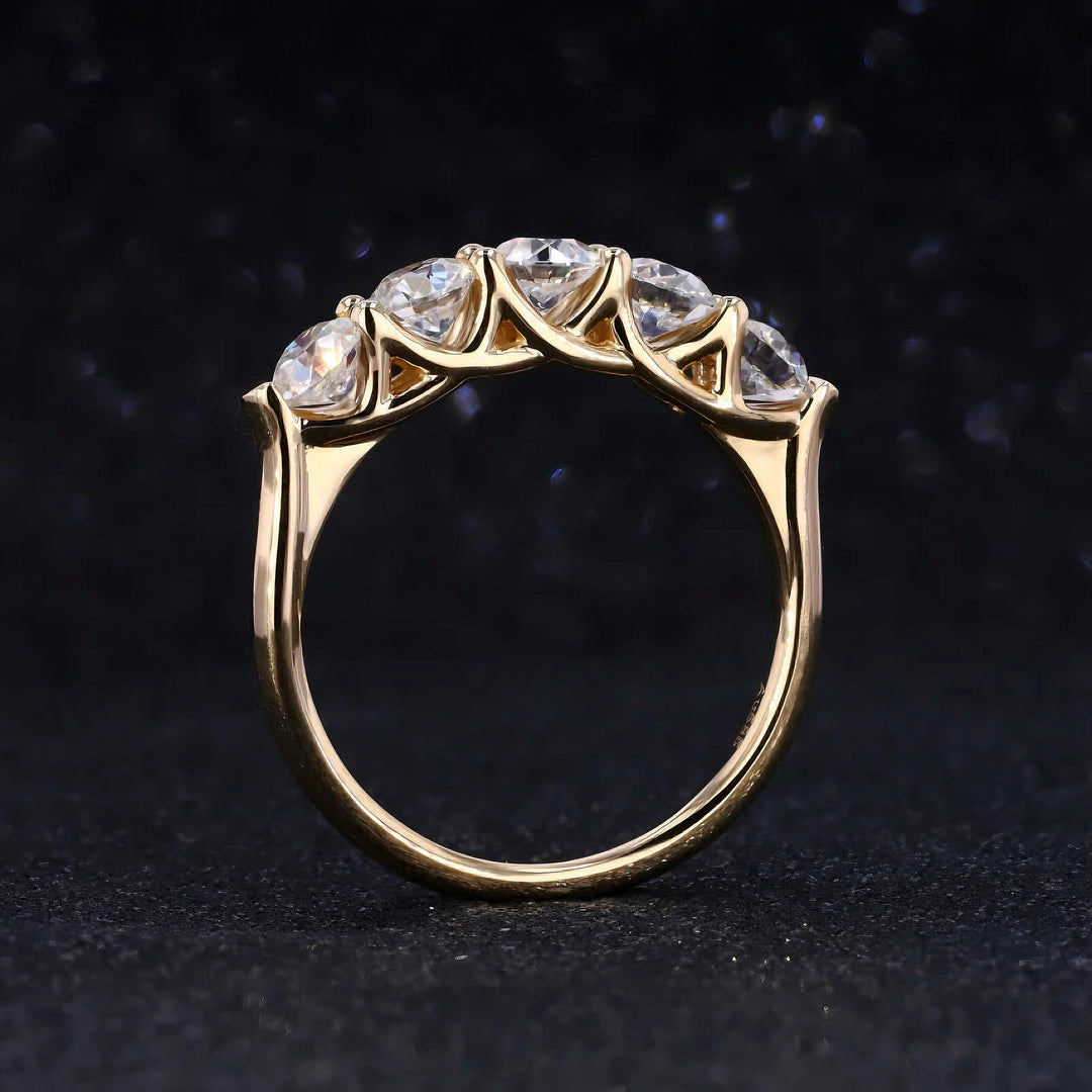 0.75ctw Five-Stone Diamond Ring in 14K Yellow, White, or Rose Gold (3.5mm)