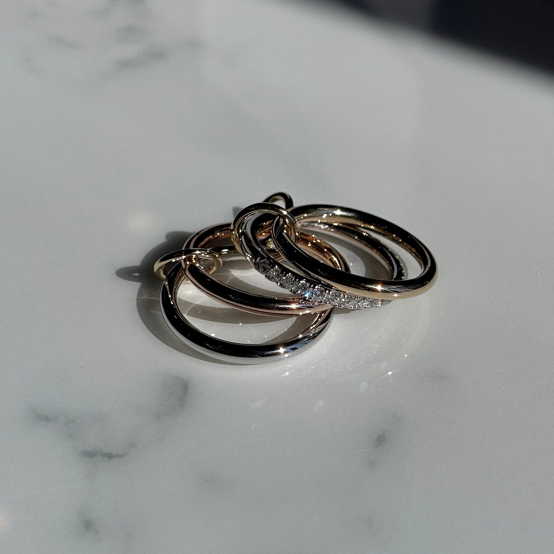 Quadruple Diamond Stacking/Modular Band Ring in 14K Gold
