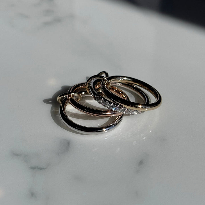 Quadruple Diamond Stacking/Modular Band Ring in 14K Gold