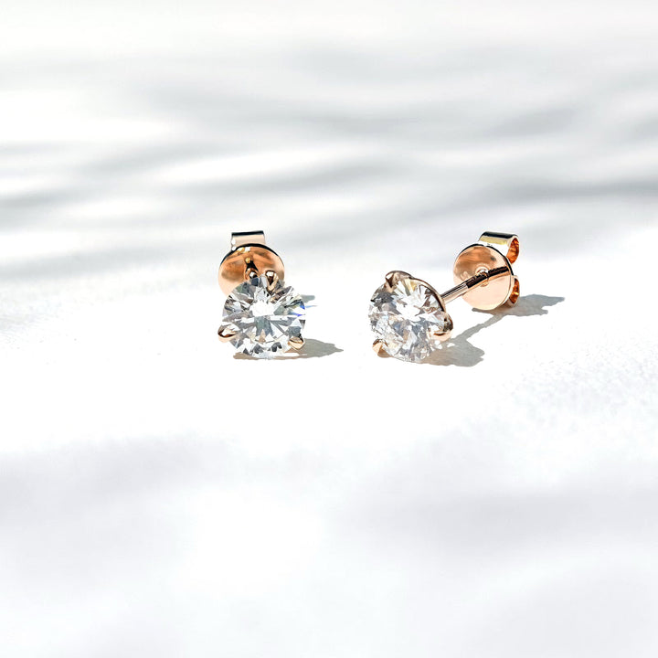 5mm, 1.00ct total Classic Three-Prong Martini Diamond Earrings in 14K Solid White/Yellow/Rose Gold