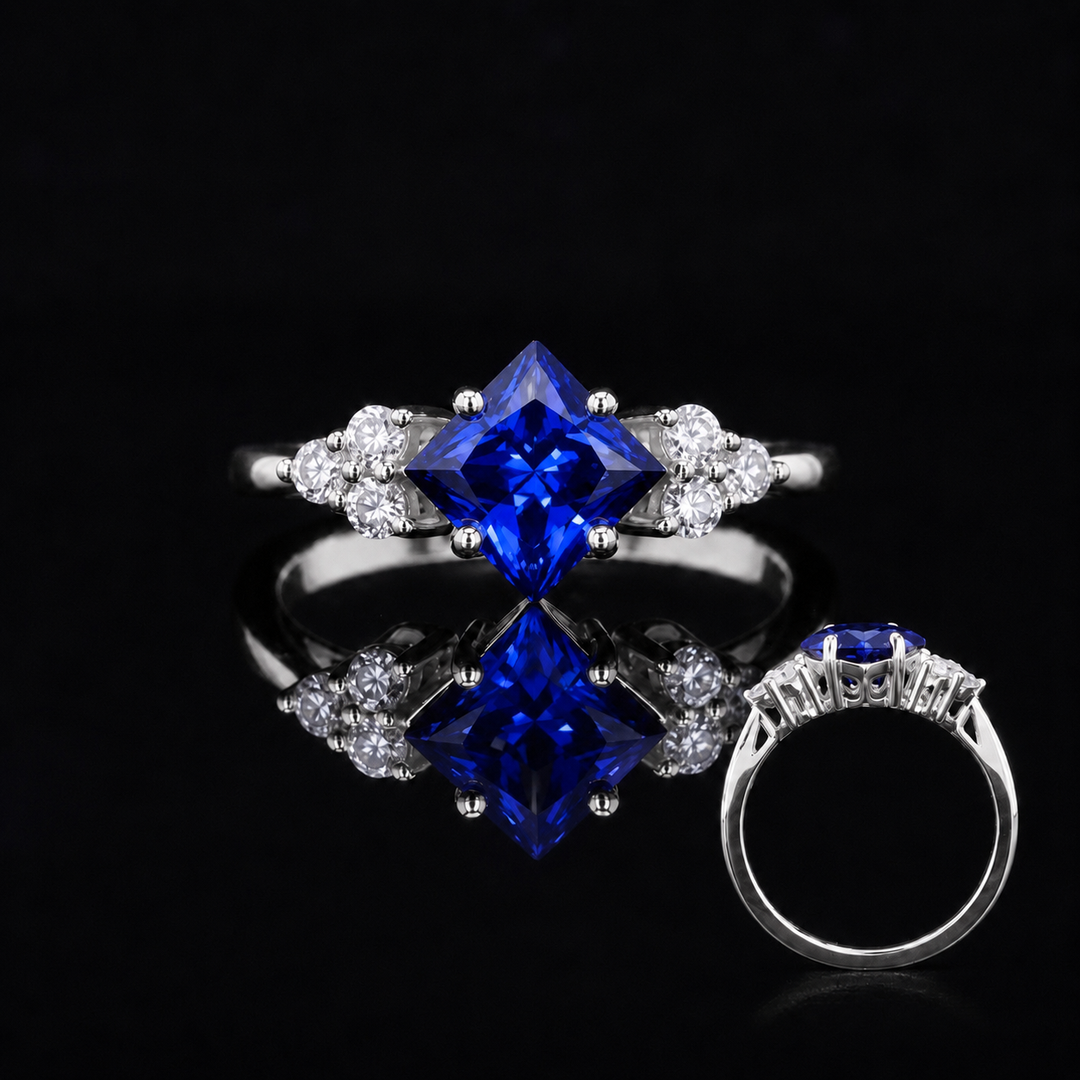 The Vesper — Blue Princess Sapphire with Diamond Accents Ring