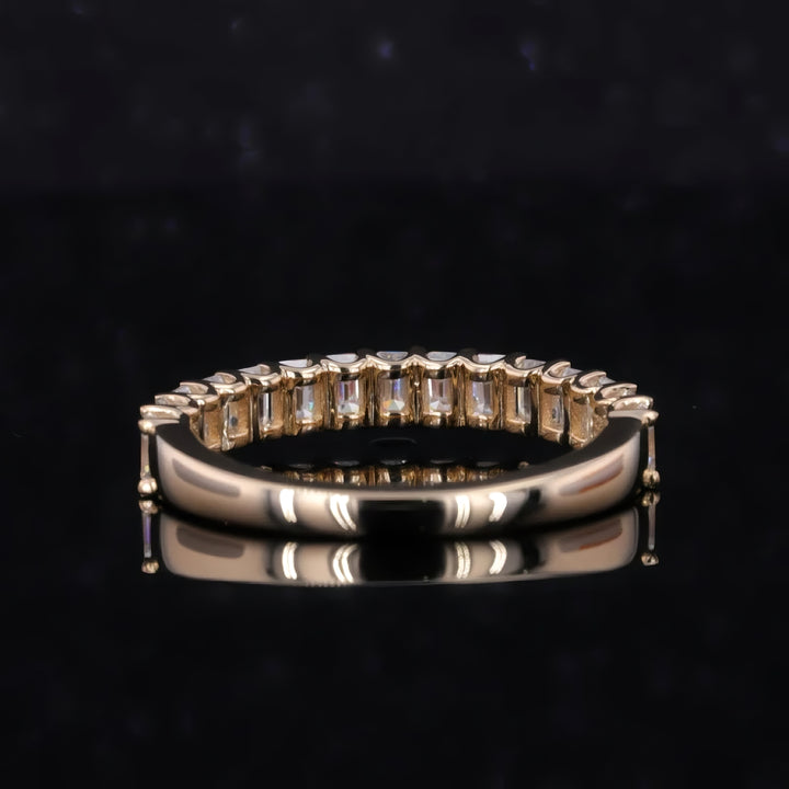 3x5mm, 1.50ctw Emerald Cut Lab-Grown Diamond Half-Eternity Band Ring in Yellow Gold