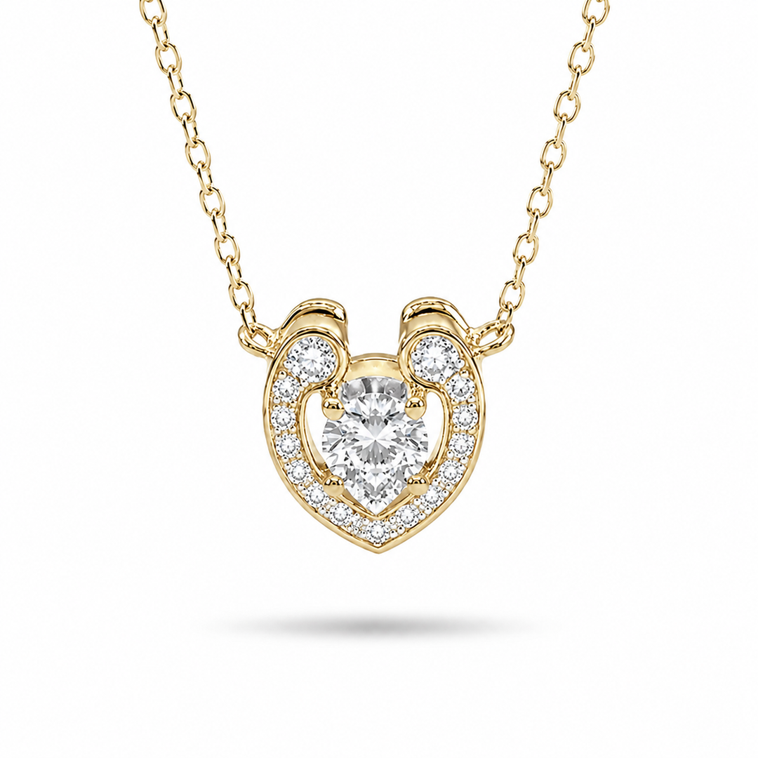 6mm, 0.4ct Round Cut Lab Diamond Open Heart Pendant Necklace