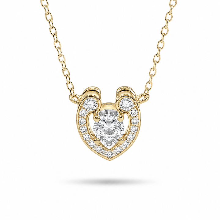 6mm, 0.4ct Round Cut Lab Diamond Open Heart Pendant Necklace
