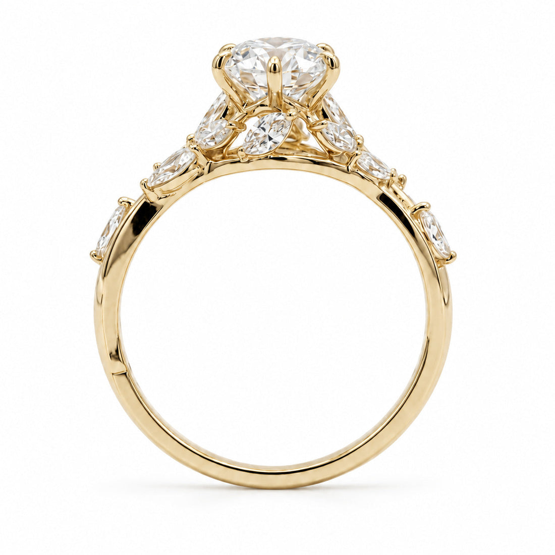 The Magnolia pear lab diamond vine engagement ring, view 2