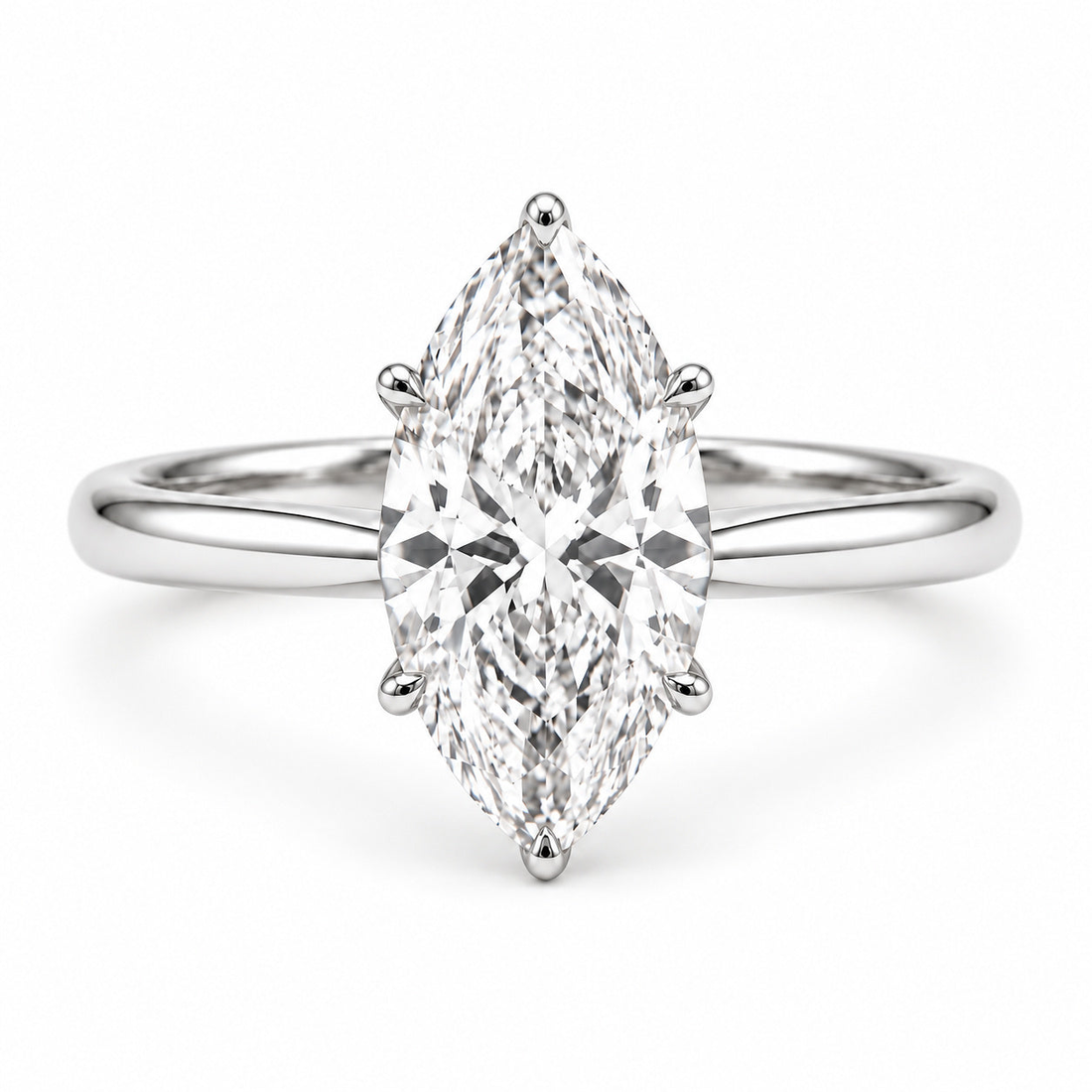 The Aurora marquise lab diamond engagement ring in 14K white gold