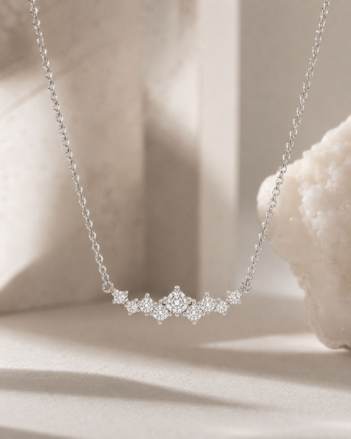 0.5ctw Lab Diamond Curved Cluster Pendant Necklace in 18K Solid White Gold
