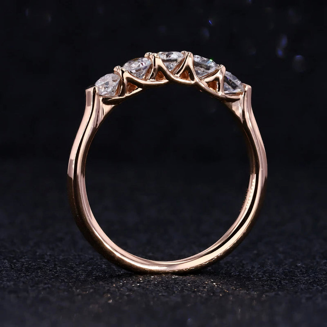 0.75ctw Five-Stone Diamond Ring in 14K Yellow, White, or Rose Gold (3.5mm)
